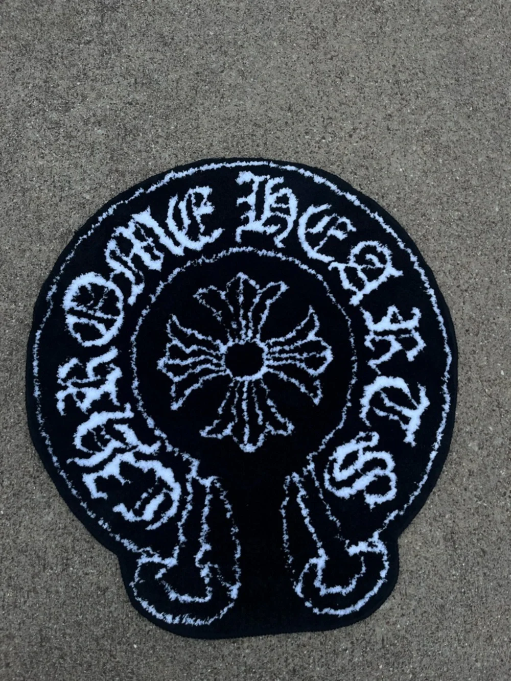 Chrome Hearts Black and White Round Logo Door Mat